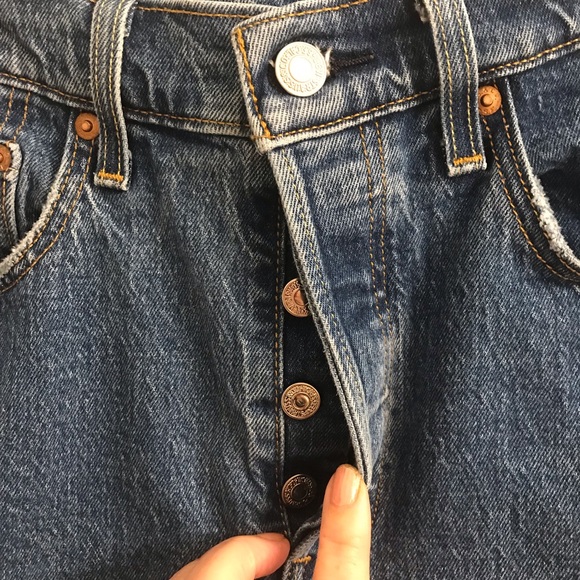 LEVI’S Premium Denim 510 S High Rise Raw Hem Medium Wash Straight Leg Je… - Picture 7 of 14